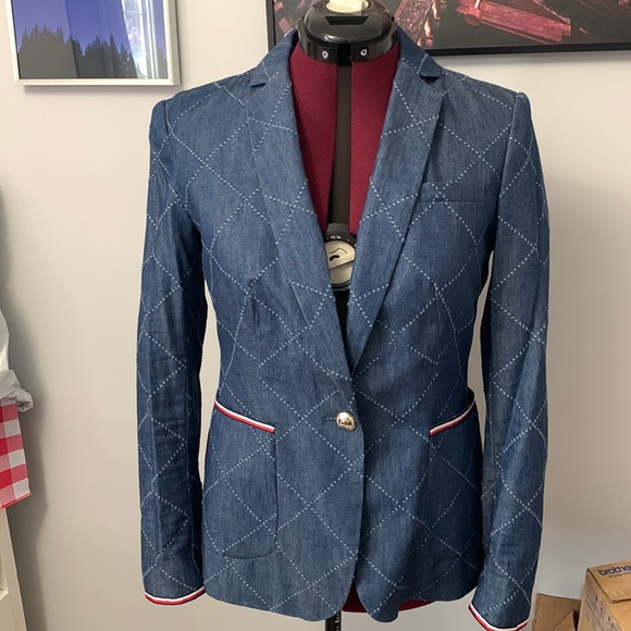 Tommy Hilfiger Jackets & Blazers - Tommy Hilfiger single button denim blazer with red, white and blue trim
